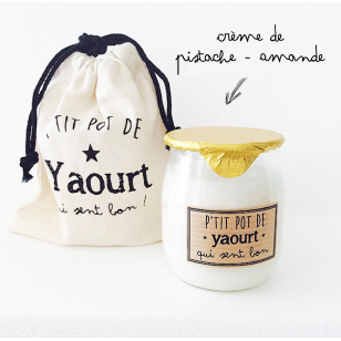 Bougie P'tit pot de yaourt crème de Pistache / Amande
