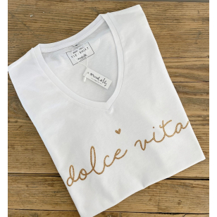 Tee-shirt blanc "Dolce Vita"