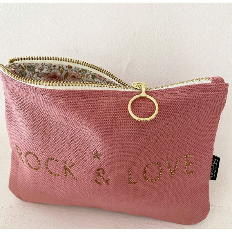 Trousse vieux rose "Rock and Love"