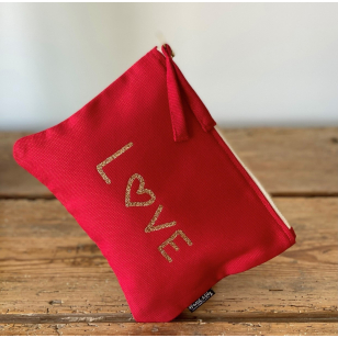 Trousse rouge coquelicot "LOVE"