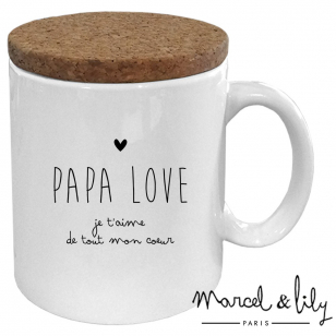 Mug avec son couvercle en liège  "Papa Love"