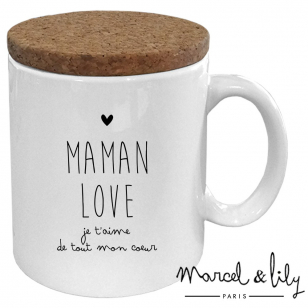 Mug avec son couvercle en liège  "Maman Love"