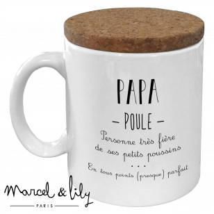Verso Mug avec son couvercle en liège  "Papa Poule"