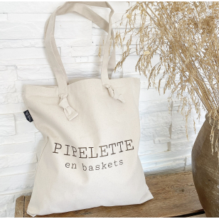 Tote-Bag à noeuds écru " Pipelette en Baskets"