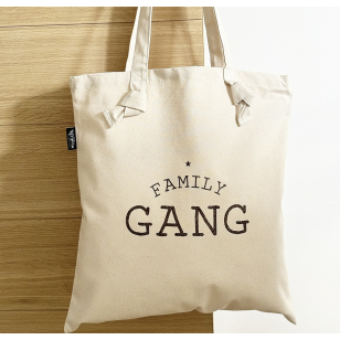 Tote-Bag à noeuds écru "Family Gang"