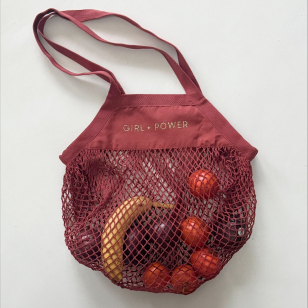Sac Filet à provisions - rouge oranger- Girl Power