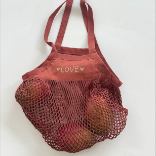 Sac Filet à provisions - rouge oranger- LOVE