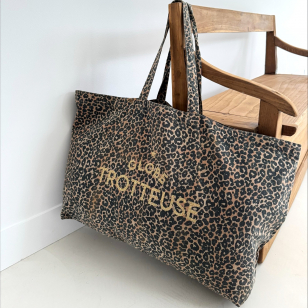 Maxi Cabas léopard  "Globe Trotteuse"