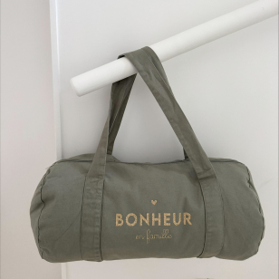 Sac Polochon coton bio - Sauge - Bonheur en...