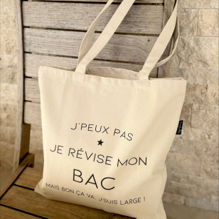 Tote-Bag écru "J'peux pas, je révise mon bac"