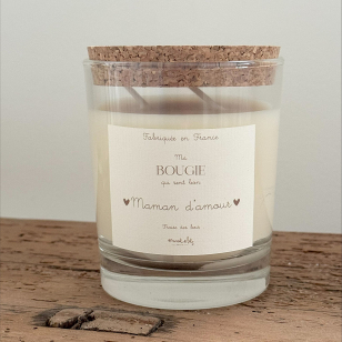 Bougie végétale - 60h - "Maman d'Amour" 220Gr