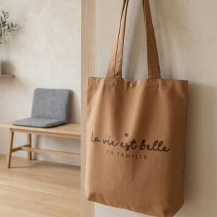 Tote-Bag - Noisette - La Vie est Belle en Famille